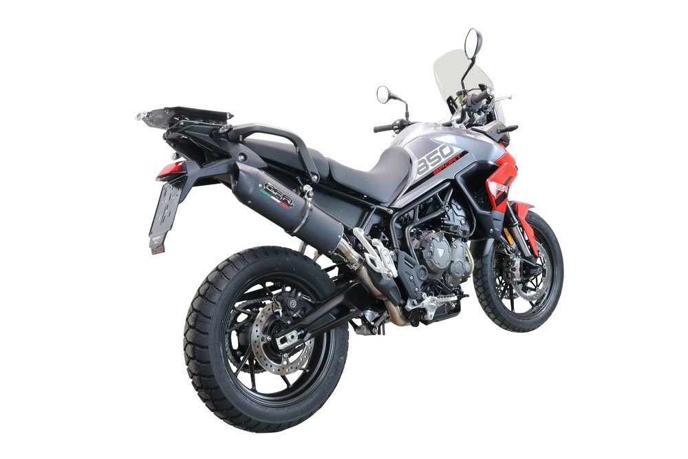 GPR auspuff kompatibel mit  Triumph Tiger 850 2020-2024, Furore Evo4 Nero, Zugelassener legaler Slip-On-Auspuff mit Abe, einschließlich abnehmbarem DB-Killer und Verbindungsrohr 