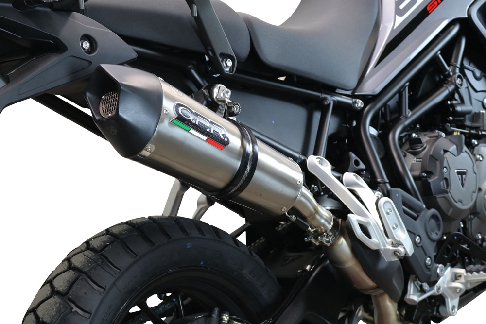 GPR auspuff kompatibel mit  Triumph Tiger 850 2020-2024, New Grand Prix Evo Titanium, Zugelassener legaler Slip-On-Auspuff mit Abe, einschließlich abnehmbarem DB-Killer und Verbindungsrohr 