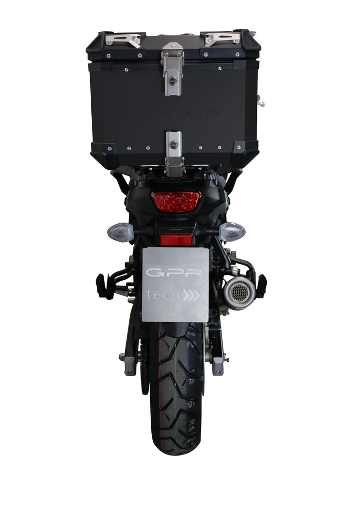 GPR TECH Suzuki V-Strom 1050 Xt/De 2020/2024 e5 Topcase aus Aluminium, schwarze Farbe mit spezifischer Platte enthalten Kapazität Liter 35