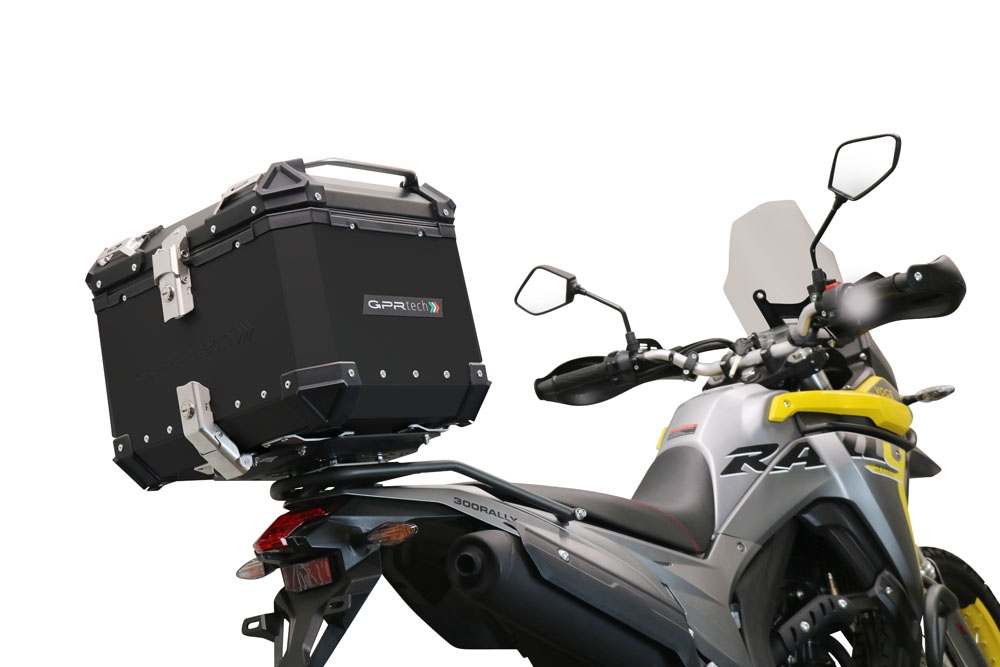 GPR TECH Voge 300Rally 2022/2024 e5 Topcase aus Aluminium, schwarze Farbe mit spezifischer Platte enthalten Kapazität Liter 35