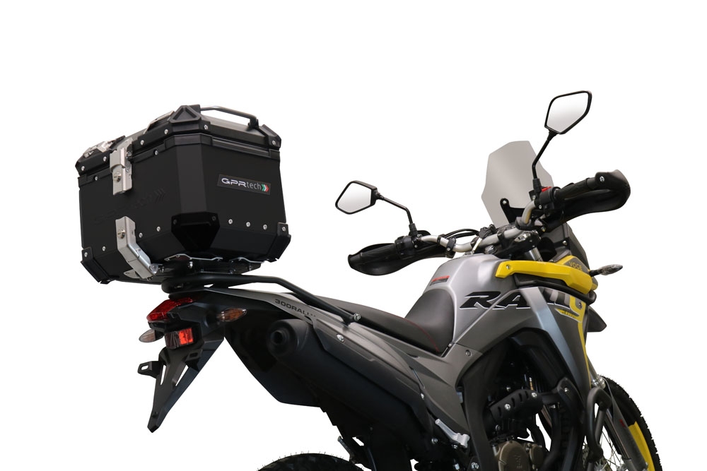 GPR TECH Voge 300Rally 2022/2024 e5 Topcase aus Aluminium, schwarze Farbe mit spezifischer Platte enthalten Kapazität Liter 26