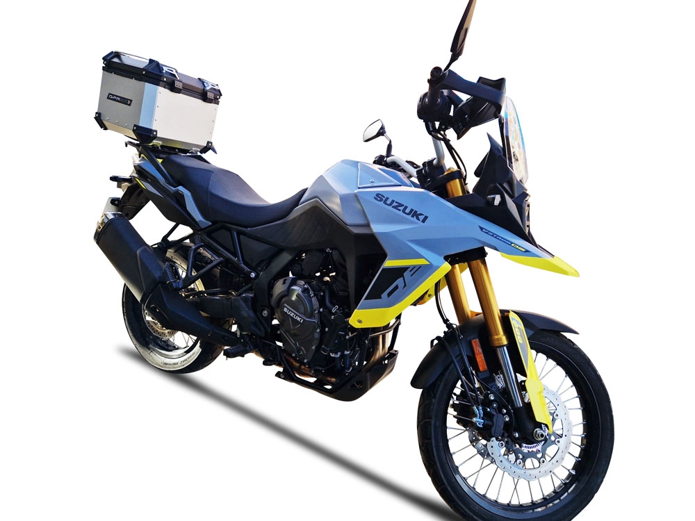 GPR TECH Suzuki V-STROM DL 800 DE - SE 2023-2025 e5 Topcase aus Aluminium, silberfarben mit spezifischer Platte inklusive Kapazität Liter 45