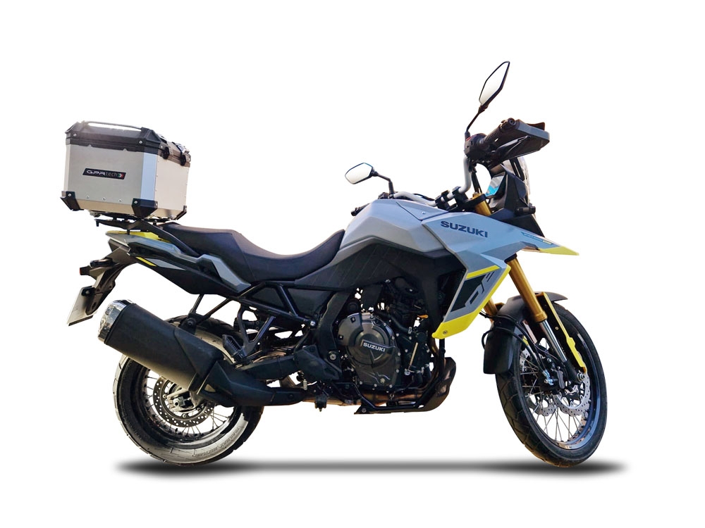 GPR TECH Suzuki V-STROM DL 800 DE - SE 2023-2025 e5 Topcase aus Aluminium, silberfarben mit spezifischer Platte inklusive Kapazität Liter 55