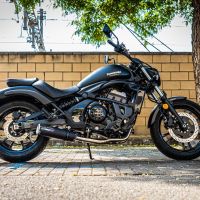 GPR auspuff kompatibel mit  Kawasaki Vulcan 650 S 2017-2020, M3 Black Titanium, Homologierte auspuff mit verbindungsrohr und katalysator 