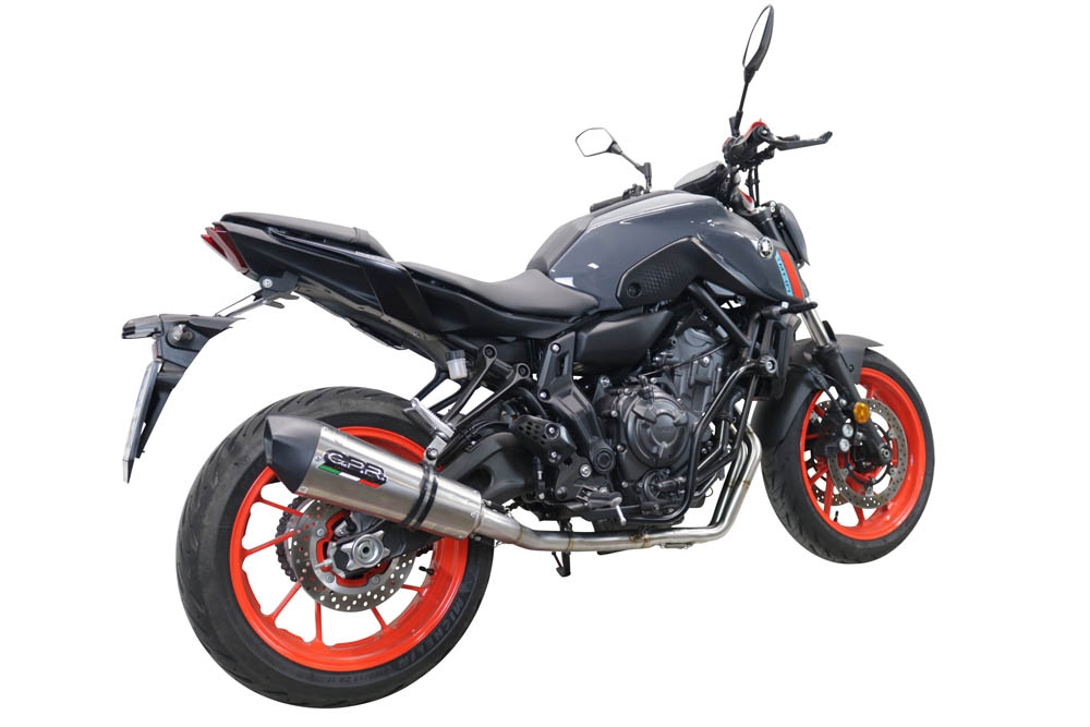 GPR auspuff kompatibel mit  Yamaha Mt-07  2021-2024, New Grand Prix Evo Titanium, Homologierte auspuff mit verbindungsrohr und katalysator 