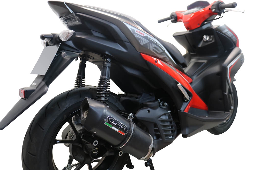 GPR auspuff kompatibel mit  Yamaha Aerox 155 2021-2022, Furore Nero, Racing-Komplettsystem-Auspuff, einschließlich Krümmer und abnehmbarem DB-Killer 