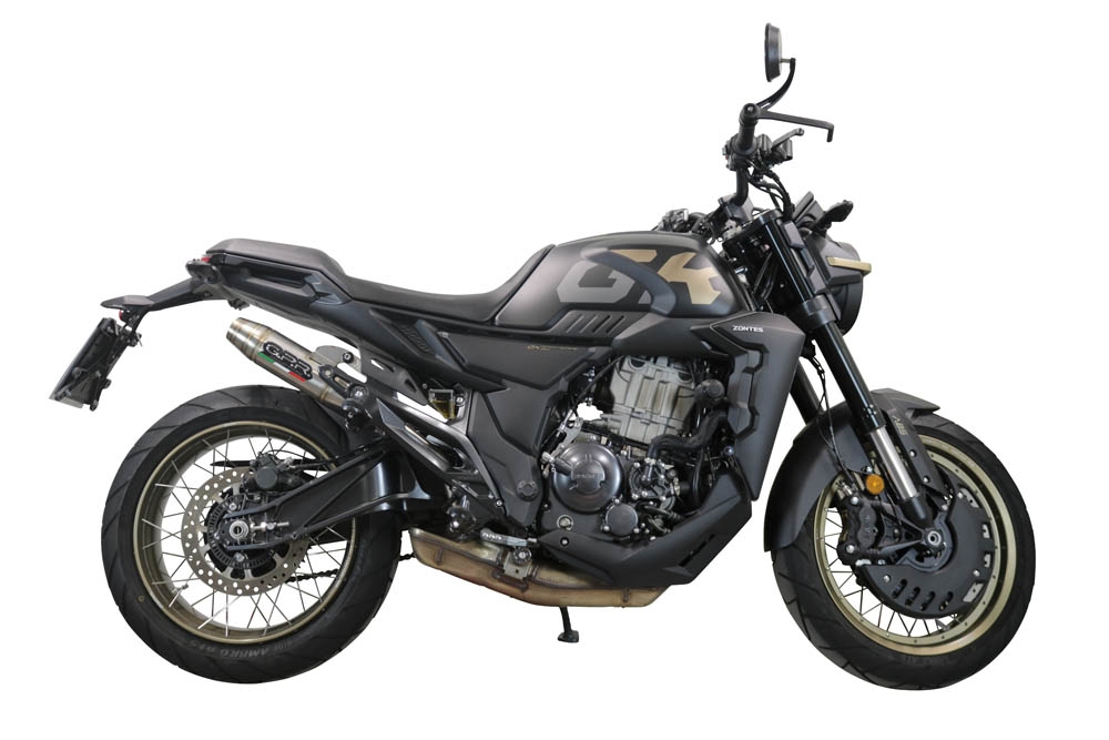 GPR auspuff kompatibel mit  Zontes 350 X1 2022-2024, Deeptone Inox, Zugelassener legaler Slip-On-Auspuff mit Abe, einschließlich abnehmbarem DB-Killer und Verbindungsrohr 