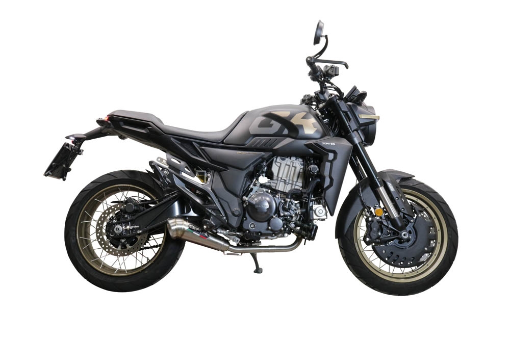 GPR auspuff kompatibel mit  Zontes 350 T2 ADV 2022-2024, Powercone Evo, Racing-Komplettsystem-Auspuff, einschließlich Krümmer und abnehmbarem DB-Killer 