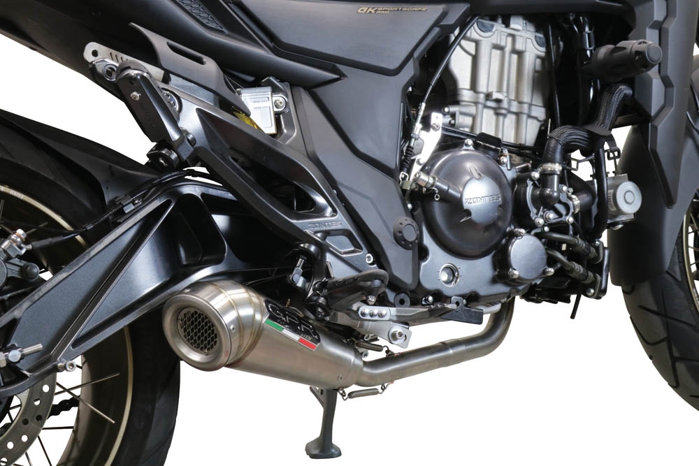 GPR auspuff kompatibel mit  Zontes 350 T2 ADV 2022-2024, Powercone Evo, Racing-Komplettsystem-Auspuff, einschließlich Krümmer und abnehmbarem DB-Killer 