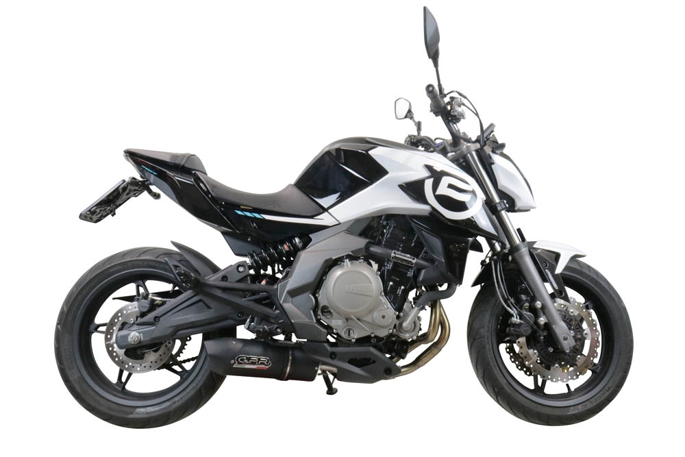 GPR auspuff kompatibel mit  Cf Moto 650 Mt 2021-2024, Furore Nero, Racing Slip-on, inkl. Verbindungsrohr, herausnehmbarem DB-Killer, ohne ABE 