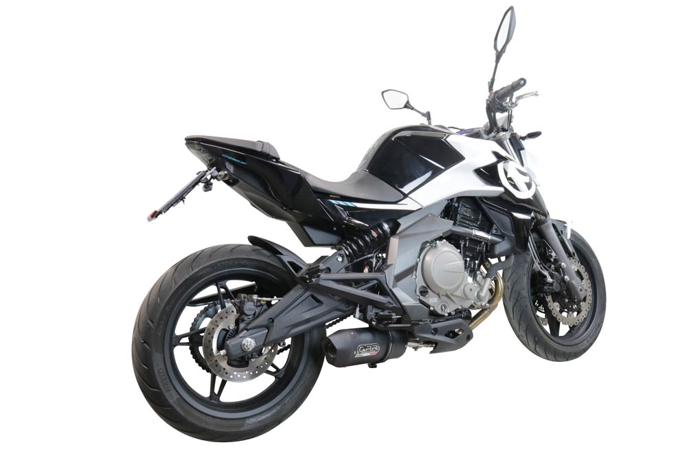 GPR auspuff kompatibel mit  Cf Moto 650 Mt 2021-2024, Furore Nero, Racing Slip-on, inkl. Verbindungsrohr, herausnehmbarem DB-Killer, ohne ABE 