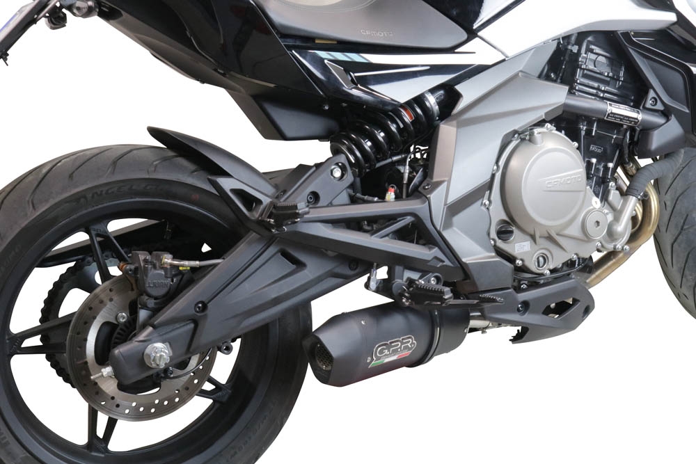 GPR auspuff kompatibel mit  Cf Moto 650 Mt 2021-2024, Furore Nero, Racing Slip-on, inkl. Verbindungsrohr, herausnehmbarem DB-Killer, ohne ABE 