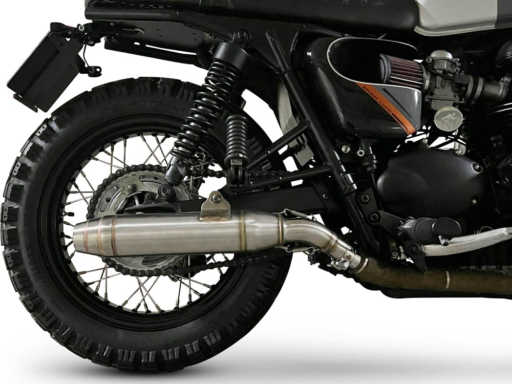 GPR auspuff kompatibel mit  Triumph BONNEVILLE T100 2001-2014, Deeptone Inox, Doppelt homologierter legaler Slip-On-Auspuff mit ABE, einschließlich abnehmbarer DB-Killer, Link Pipes und Katalysatoren 