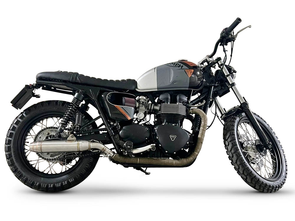 GPR auspuff kompatibel mit  Triumph BONNEVILLE T100 2001-2014, Deeptone Inox, Doppelt homologierter legaler Slip-On-Auspuff mit ABE, einschließlich abnehmbarer DB-Killer, Link Pipes und Katalysatoren 