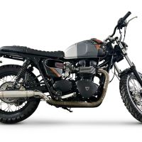 GPR auspuff kompatibel mit  Triumph BONNEVILLE T100 2001-2014, Deeptone Inox, Doppelt homologierter legaler Slip-On-Auspuff mit ABE, einschließlich abnehmbarer DB-Killer, Link Pipes und Katalysatoren 
