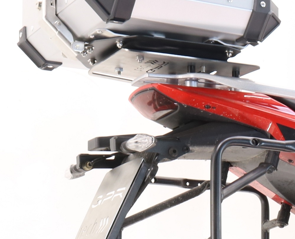 GPR TECH Moto Morini X-CAPE 650 2021/2024 e5 Spezifische Montageplatte Top Case ALPITECH 35>55 LT kompatibel mit Original-Gepäckträger, aus Edelstahl mit 4 Verankerungspunkten