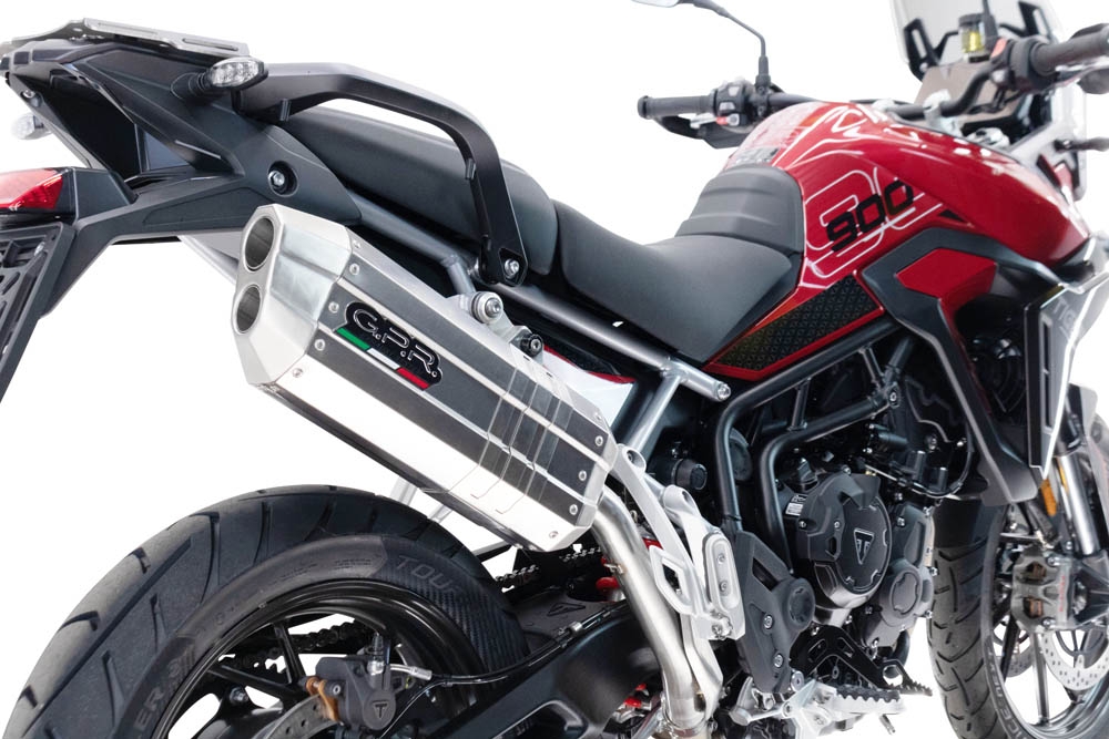 GPR auspuff kompatibel mit  Triumph Tiger 900 GT / Pro / Rally Pro 2024-2025, Hyper Sonic Titanium, Zugelassener legaler Slip-On-Auspuff mit Abe, einschließlich abnehmbarem DB-Killer und Verbindungsrohr 