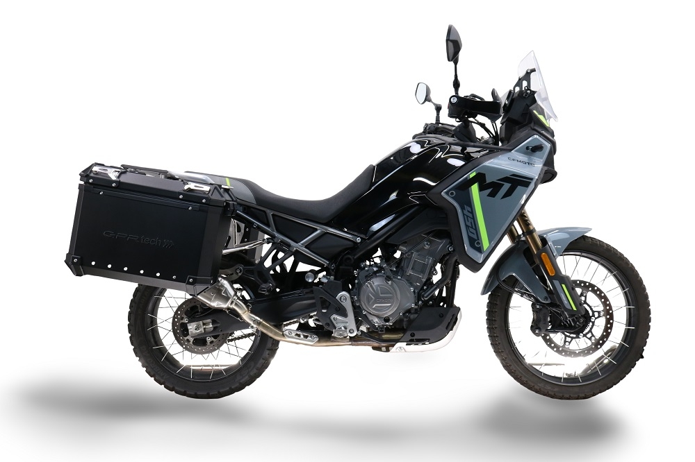 GPR TECH Cf Moto 800 Mt Touring 2021/2024 e5 Seitenkofferpaar aus Aluminium mit konturierter rechter Seite, Farbe Schwarz mit speziellem Gepäckträger Fassungsvermögen 38 Liter + 32 Liter