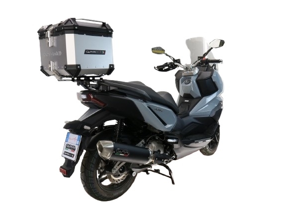 GPR TECH Sym ADX 300 2024/2026 e5 Plus Topcase aus Aluminium, silberfarben mit spezifischer Platte inklusive Kapazität Liter 35