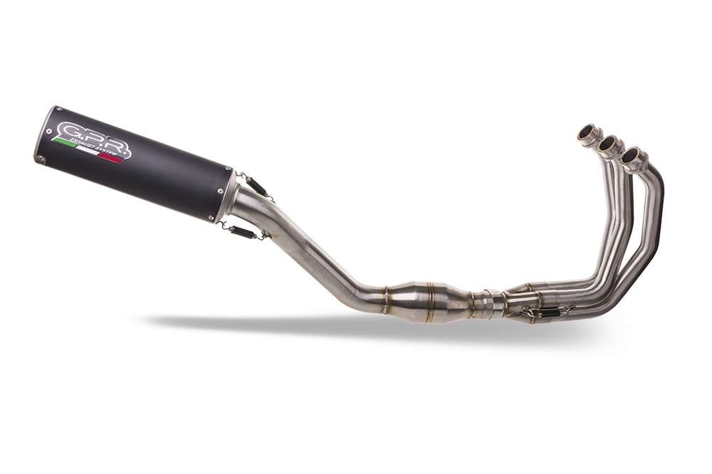 GPR auspuff kompatibel mit  Yamaha Tracer 9 GT 2021-2024, M3 Black Titanium, Homologierte auspuff mit verbindungsrohr und katalysator 