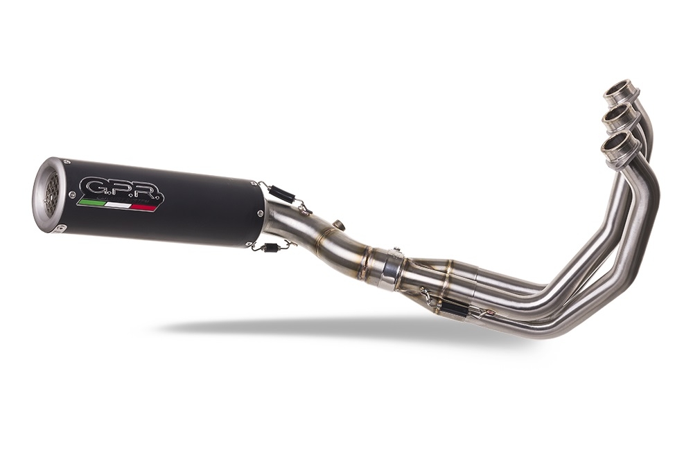 GPR auspuff kompatibel mit  Triumph Trident 660 2021-2024, M3 Black Titanium, Racing-Komplettsystem-Auspuff, einschließlich Krümmer und abnehmbarem DB-Killer 