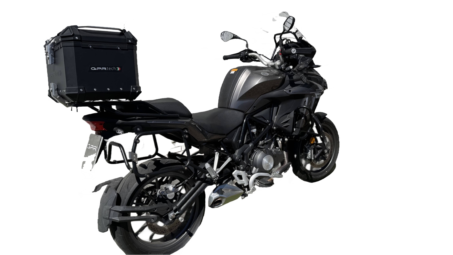 GPR TECH Benelli Trk 502 2021/2024 e5 Topcase aus Aluminium, schwarze Farbe mit spezifischer Platte enthalten Kapazität Liter 35