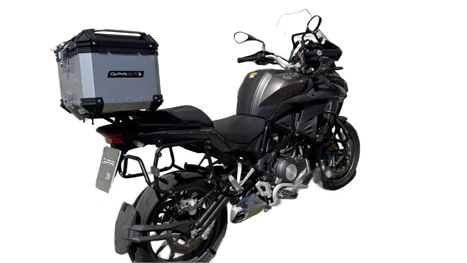 GPR TECH Benelli Trk 502 2017/2020 e4 Topcase aus Aluminium, silberfarben mit spezifischer Platte inklusive Kapazität Liter 45