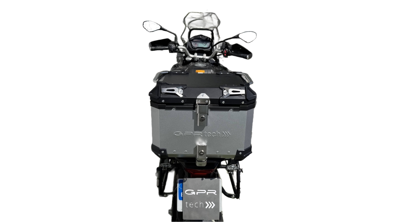 GPR TECH Benelli Trk 502 2017/2020 e4 Topcase aus Aluminium, silberfarben mit spezifischer Platte inklusive Kapazität Liter 45