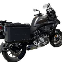 GPR TECH Benelli Trk 502 X 2021/2024 e5 Seitenkofferpaar aus Aluminium , Farbe Schwarz mit speziellem Gepäckträger Fassungsvermögen 38 Liter + 38 Liter