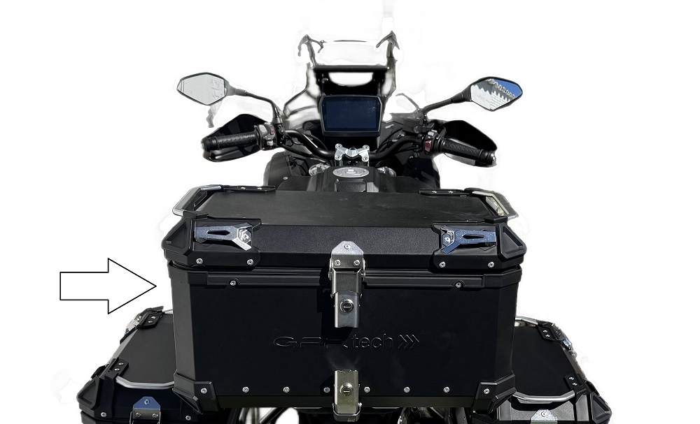 GPR TECH Voge 525DSX 2023/2025 e5 Topcase aus Aluminium, schwarze Farbe mit spezifischer Platte enthalten Kapazität Liter 55