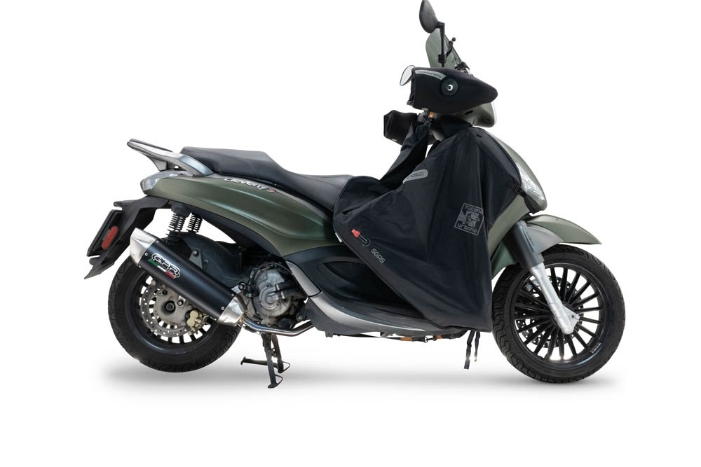 GPR auspuff kompatibel mit  Piaggio Beverly 300 I.E. ABS - S - Police  2016-2020, Furore-X Scooter, Zugelassener legaler Vollanlagenauspuff mit ABE, inklusive herausnehmbarem DB-Killer 