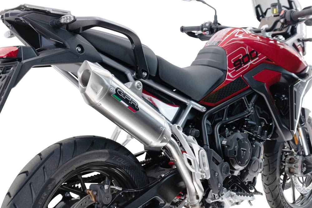 GPR auspuff kompatibel mit  Triumph Tiger 900 GT / Pro / Rally Pro 2024-2025, Furore-X Acciaio Inox, Zugelassener legaler Slip-On-Auspuff mit Abe, einschließlich abnehmbarem DB-Killer und Verbindungsrohr 