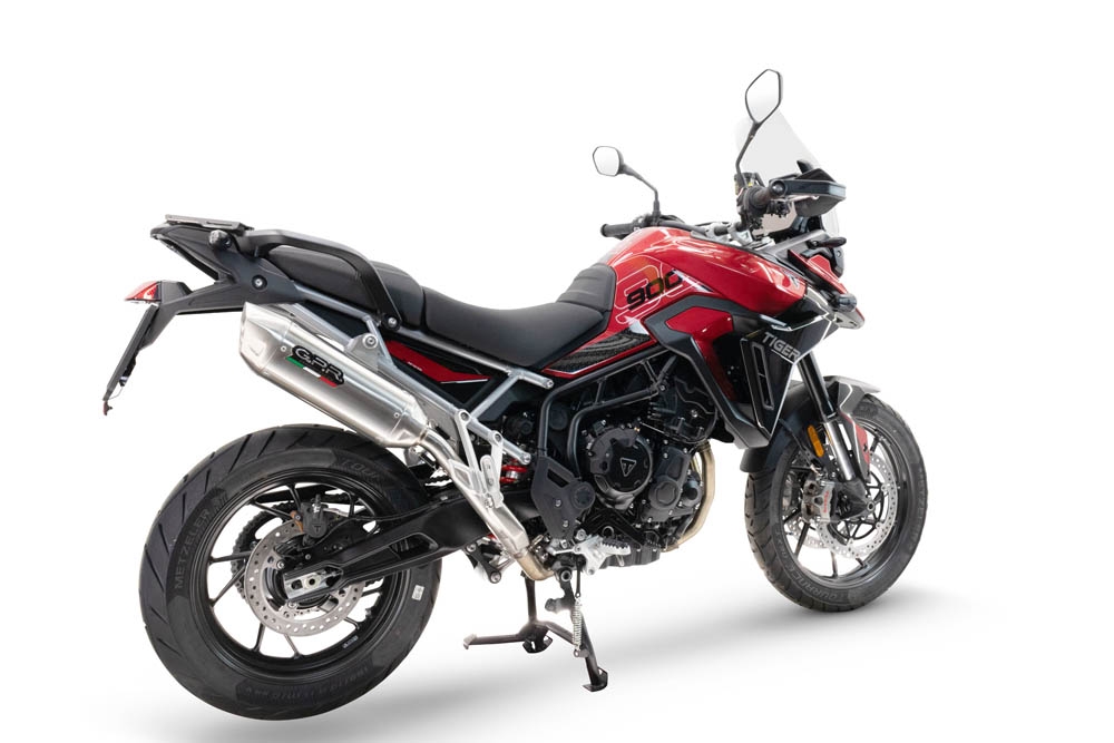 GPR auspuff kompatibel mit  Triumph Tiger 900 GT / Pro / Rally Pro 2024-2025, Furore-X Acciaio Inox, Zugelassener legaler Slip-On-Auspuff mit Abe, einschließlich abnehmbarem DB-Killer und Verbindungsrohr 