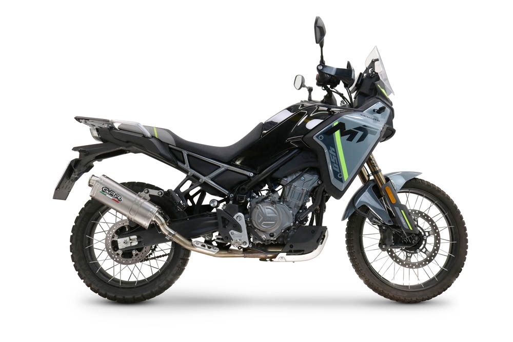 GPR auspuff kompatibel mit  Cf Moto 450 MT 2024-2025, Dune Triovale Titanio, Zugelassener legaler Slip-On-Auspuff mit Abe, einschließlich abnehmbarem DB-Killer und Verbindungsrohr 