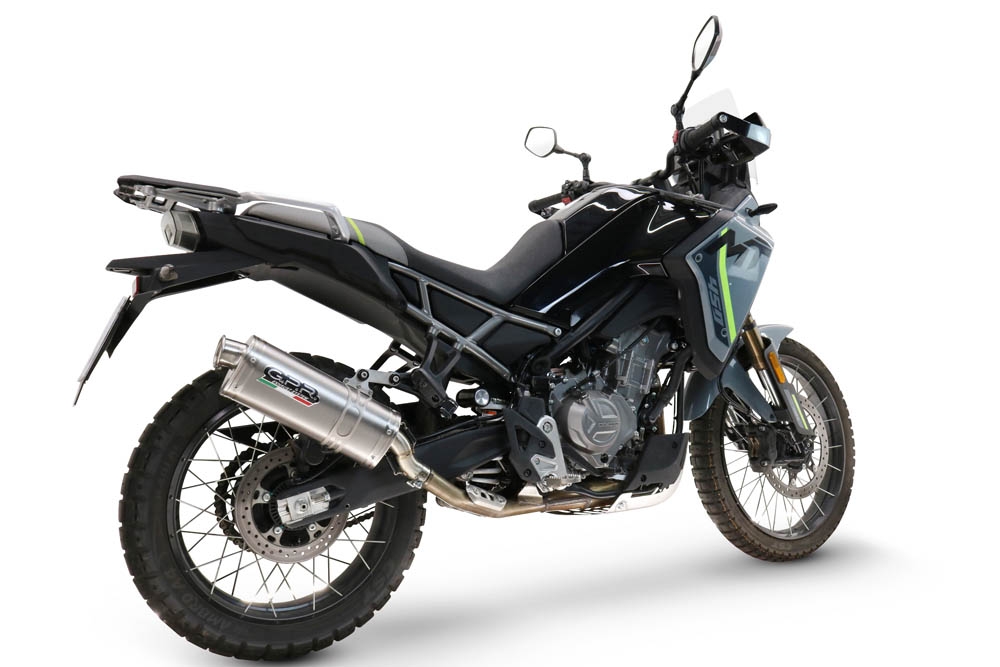 GPR auspuff kompatibel mit  Cf Moto 450 MT 2024-2025, Dune Triovale Titanio, Zugelassener legaler Slip-On-Auspuff mit Abe, einschließlich abnehmbarem DB-Killer und Verbindungsrohr 