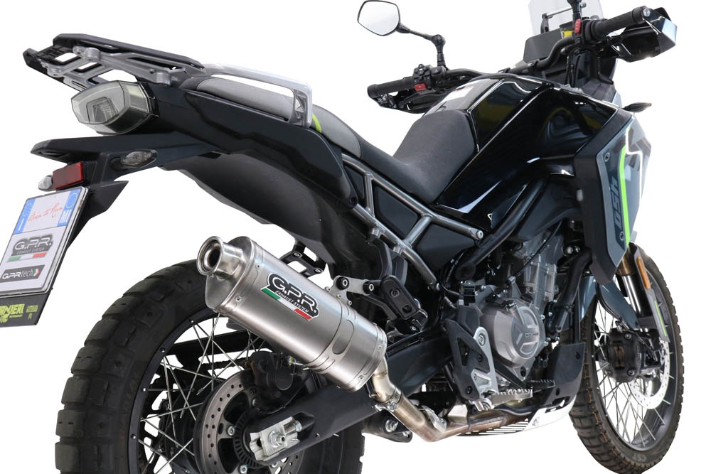 GPR auspuff kompatibel mit  Cf Moto 450 MT 2024-2025, Dune Triovale Titanio, Zugelassener legaler Slip-On-Auspuff mit Abe, einschließlich abnehmbarem DB-Killer und Verbindungsrohr 