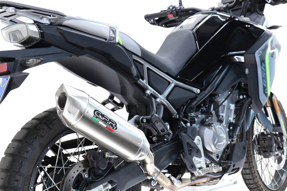 GPR auspuff kompatibel mit  Cf Moto 450 MT 2024-2025, Furore-X Acciaio Inox, Zugelassener legaler Slip-On-Auspuff mit Abe, einschließlich abnehmbarem DB-Killer und Verbindungsrohr 
