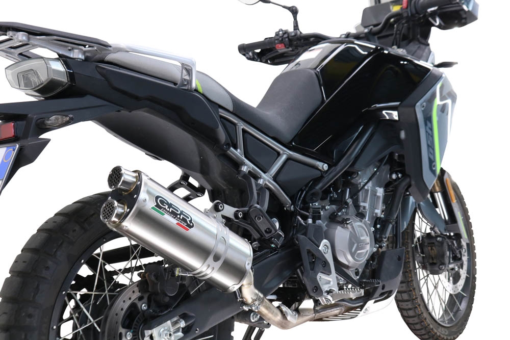GPR auspuff kompatibel mit  Cf Moto 450 MT 2024-2025, Dual Inox, Racing Slip-on, inkl. Verbindungsrohr, herausnehmbarem DB-Killer, ohne ABE 