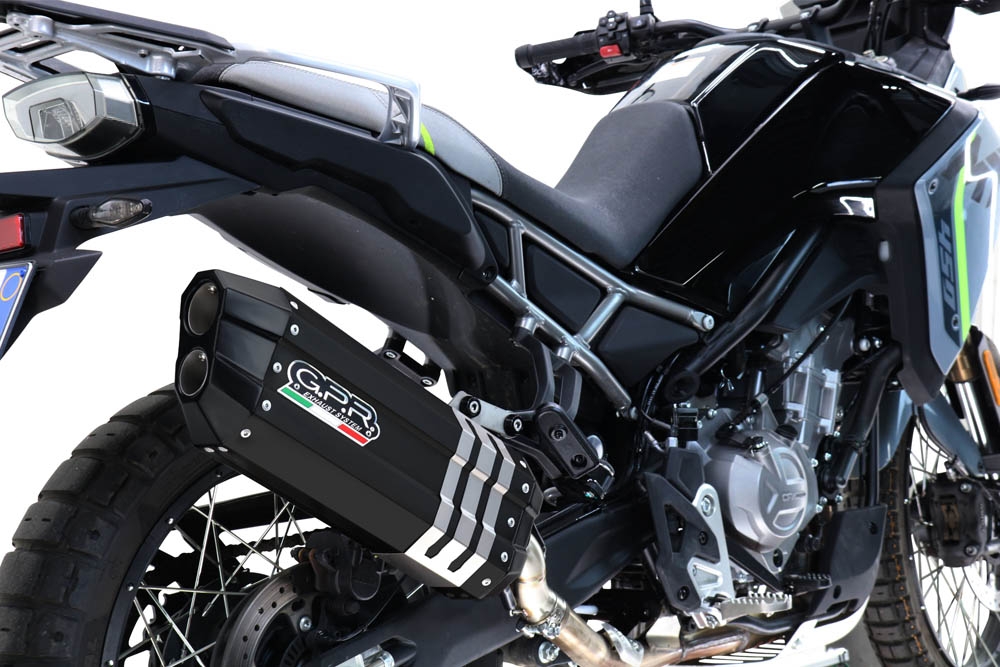 GPR auspuff kompatibel mit  Cf Moto 450 MT 2024-2025, Hyper Sonic Black Titanium, Racing-Komplettsystem-Auspuff, einschließlich Krümmer und abnehmbarem DB-Killer 