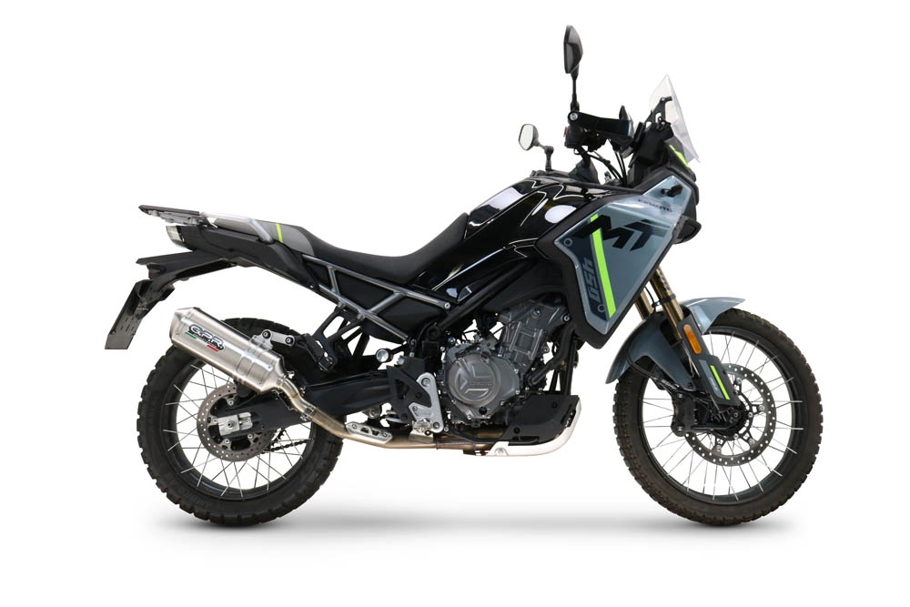 GPR auspuff kompatibel mit  Cf Moto 450 MT 2024-2025, Satinox , Zugelassener legaler Slip-On-Auspuff mit Abe, einschließlich abnehmbarem DB-Killer und Verbindungsrohr 