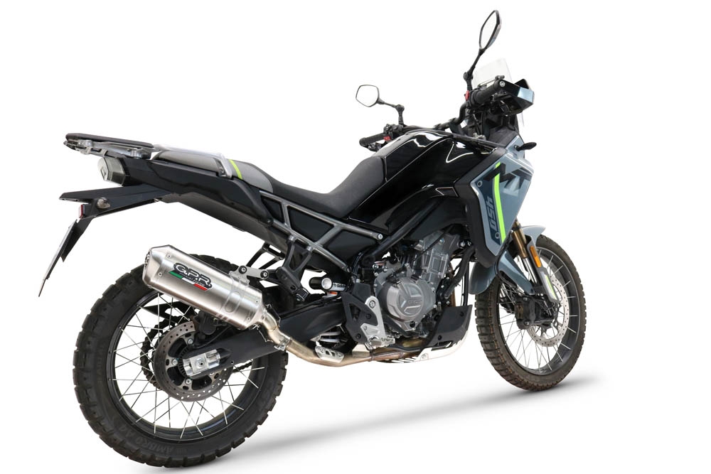 GPR auspuff kompatibel mit  Cf Moto 450 MT 2024-2025, Satinox , Zugelassener legaler Slip-On-Auspuff mit Abe, einschließlich abnehmbarem DB-Killer und Verbindungsrohr 