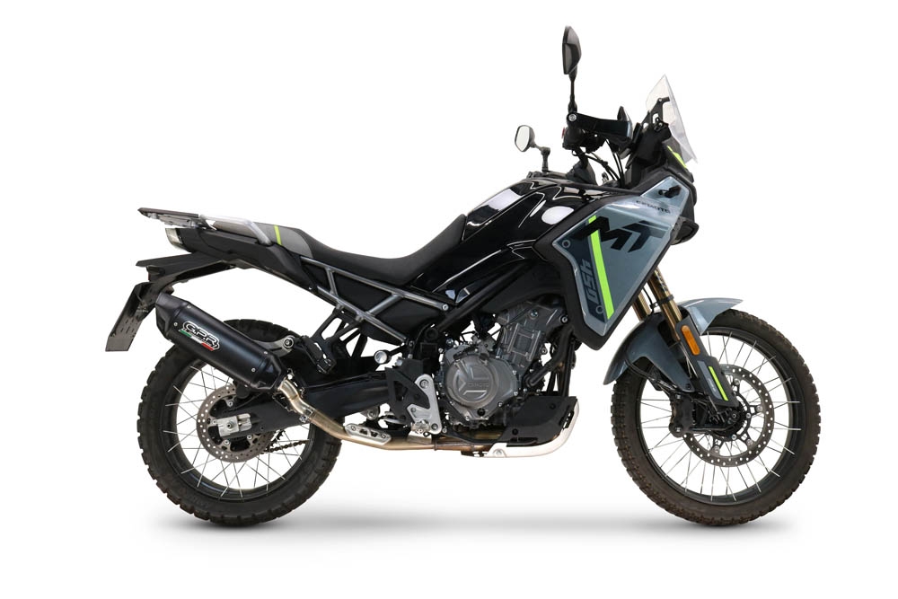 GPR auspuff kompatibel mit  Cf Moto 450 MT 2024-2025, Furore-X Titanio Nero, Zugelassener legaler Slip-On-Auspuff mit Abe, einschließlich abnehmbarem DB-Killer und Verbindungsrohr 