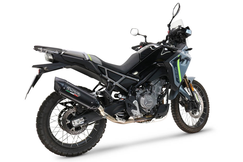 GPR auspuff kompatibel mit  Cf Moto 450 MT 2024-2025, Furore-X Titanio Nero, Zugelassener legaler Slip-On-Auspuff mit Abe, einschließlich abnehmbarem DB-Killer und Verbindungsrohr 