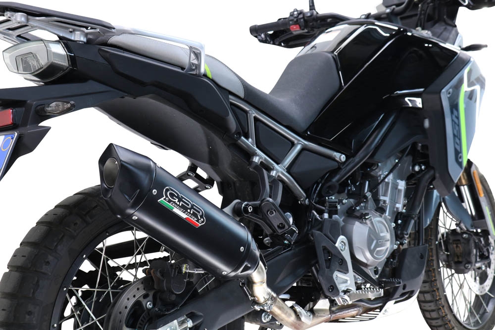 GPR auspuff kompatibel mit  Cf Moto 450 MT 2024-2025, Furore-X Titanio Nero, Zugelassener legaler Slip-On-Auspuff mit Abe, einschließlich abnehmbarem DB-Killer und Verbindungsrohr 