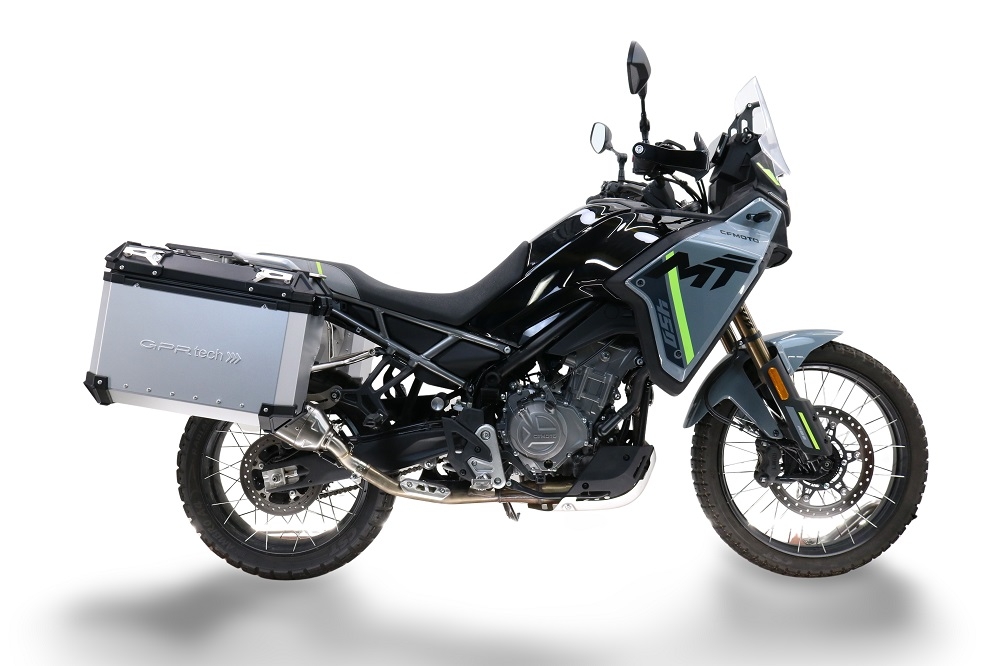 GPR TECH Cf Moto 800 Mt Touring 2025/2026 e5 plus Seitenkofferpaar aus Aluminium mit konturierter rechter Seite, Farbe Silber mit speziellem Gepäckträger Fassungsvermögen 38 Liter + 32 Liter