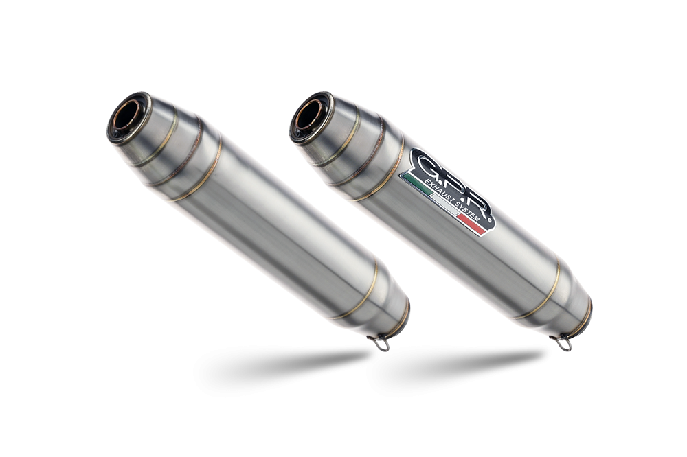 GPR auspuff kompatibel mit  Triumph Scrambler 900 2006-2014, Deeptone Inox, Doppelt homologierter legaler Slip-On-Auspuff mit ABE, einschließlich abnehmbarer DB-Killer und verbindungsrohre 