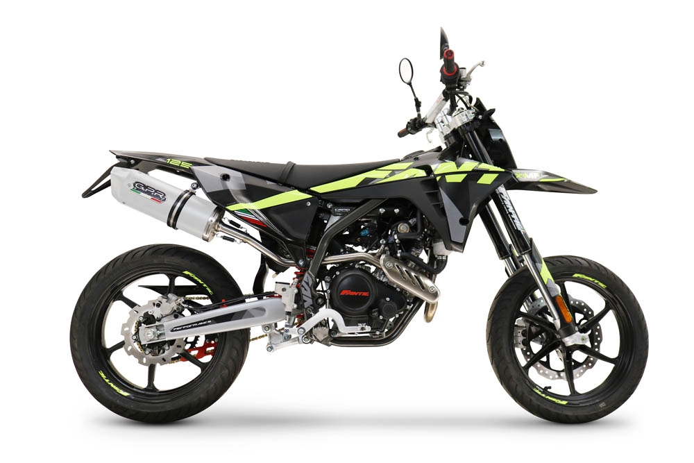 GPR auspuff kompatibel mit  Fantic Motor XEF 125 2025-2026, Albus Ceramic, Racing Slip-on, inkl. Verbindungsrohr, herausnehmbarem DB-Killer, ohne ABE 