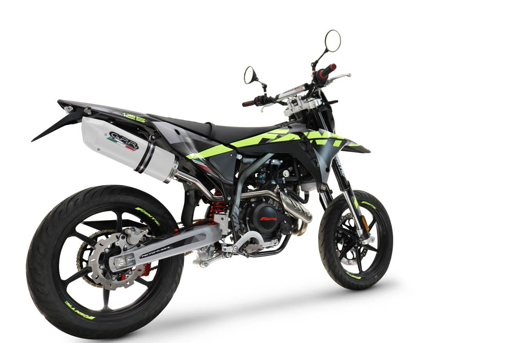 GPR auspuff kompatibel mit  Fantic Motor XEF 125 2025-2026, Albus Ceramic, Racing Slip-on, inkl. Verbindungsrohr, herausnehmbarem DB-Killer, ohne ABE 