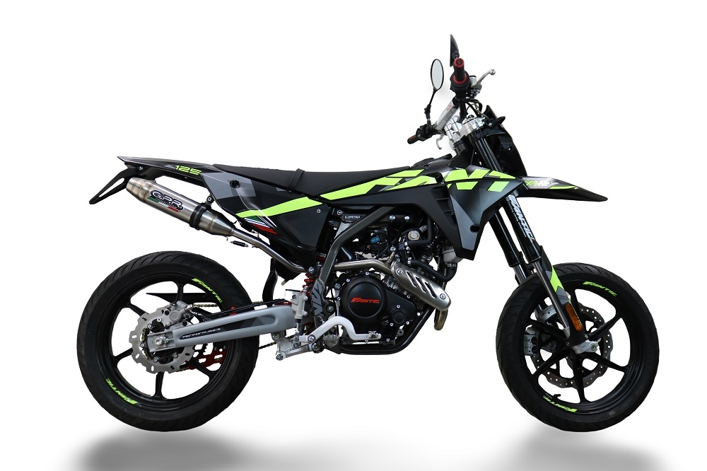 GPR auspuff kompatibel mit  Fantic Motor XEF 125 2025-2026, Deeptone Inox, Racing Slip-on, inkl. Verbindungsrohr, herausnehmbarem DB-Killer, ohne ABE 