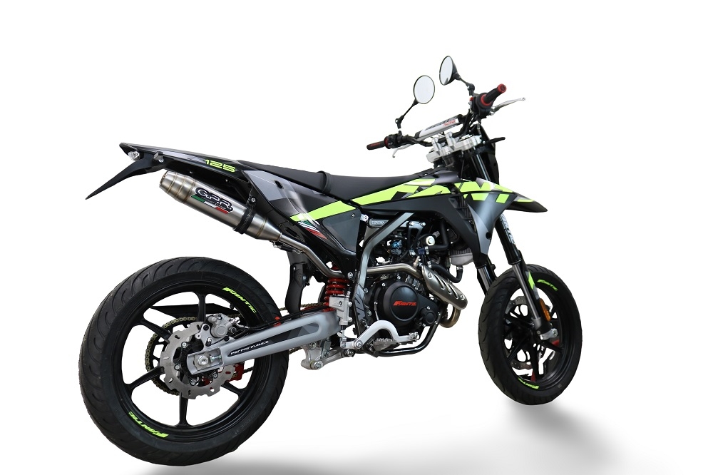 GPR auspuff kompatibel mit  Fantic Motor XEF 125 2025-2026, Deeptone Inox, Racing Slip-on, inkl. Verbindungsrohr, herausnehmbarem DB-Killer, ohne ABE 